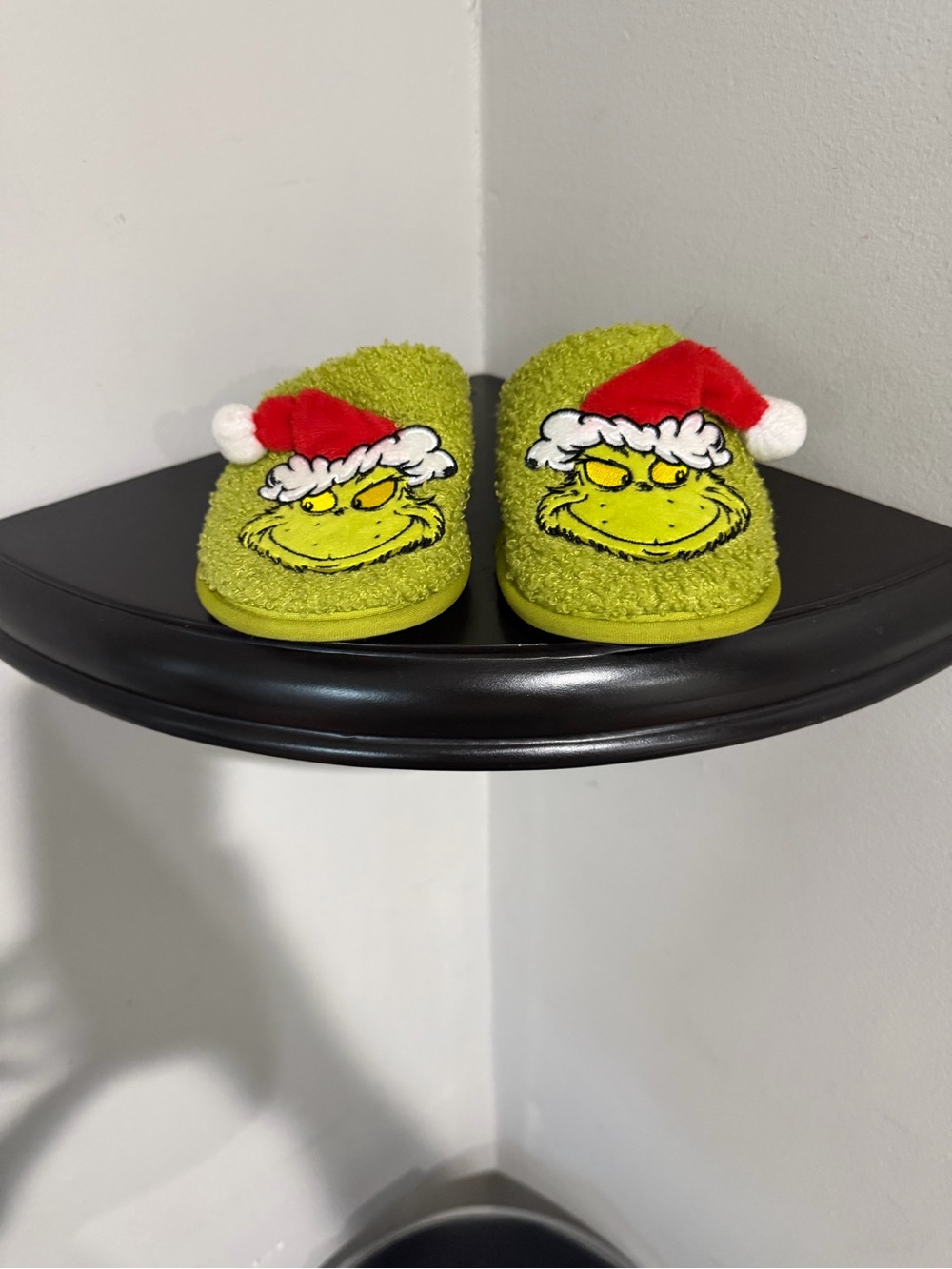 Kids Green Grinch Holiday Slippers